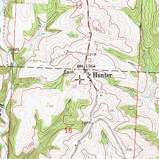 Topographic Map of Hunter Post Office (historical), OH