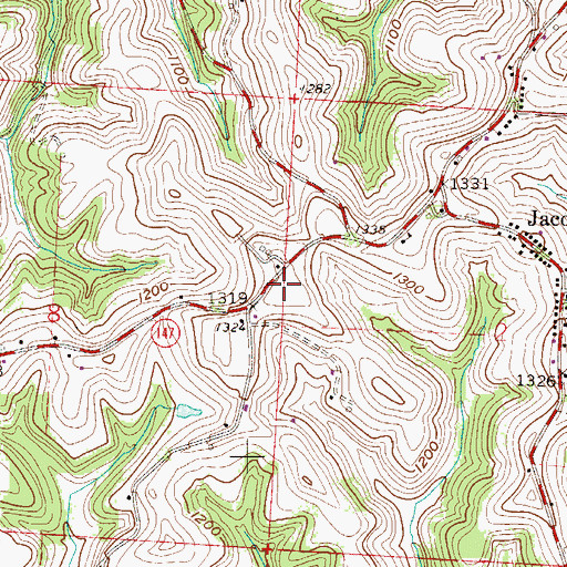 Topographic Map of Kelsey Post Office (historical), OH
