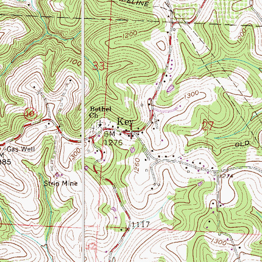 Topographic Map of Key Post Office (historical), OH