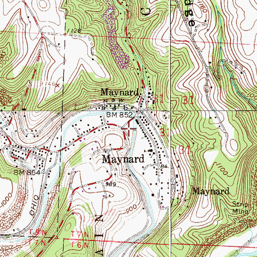 Topographic Map of Maynard Post Office, OH