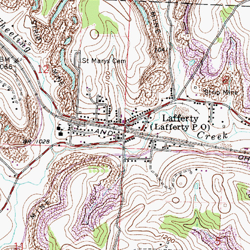 Topographic Map of Lafferty Post Office, OH