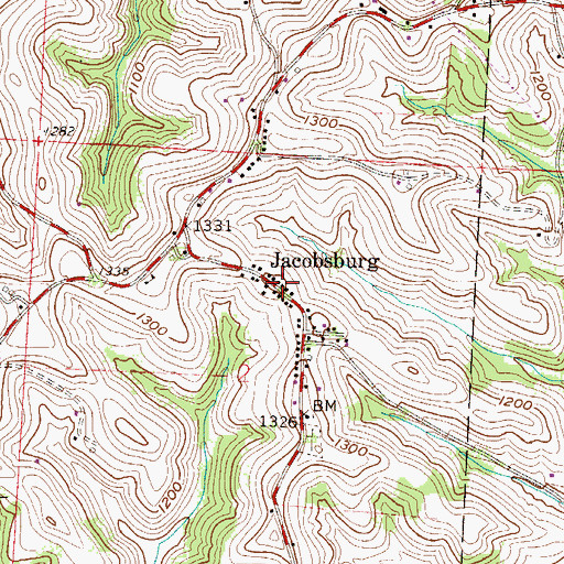 Topographic Map of Jacobsburg Post Office, OH