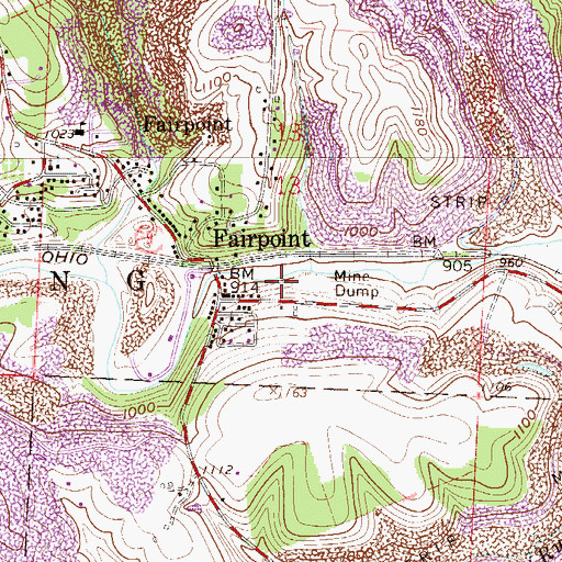 Topographic Map of Fairpoint Post Office, OH