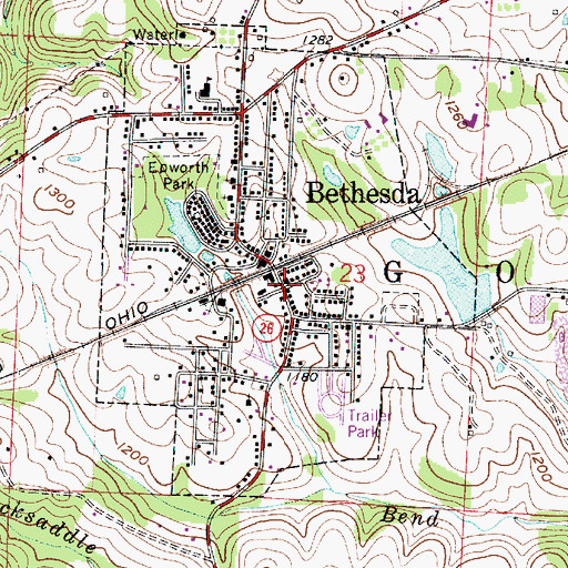 Topographic Map of Bethesda Post Office, OH