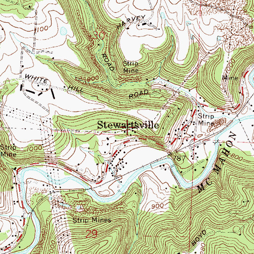Topographic Map of Stewartsville Post Office, OH