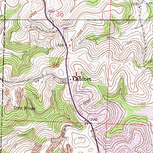 Topographic Map of Cabinet Post Office (historical), OH