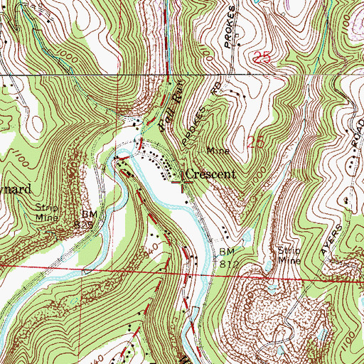 Topographic Map of Crescent Post Office (historical), OH