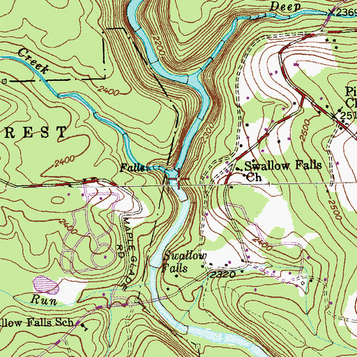 Topographic Map of Lower Swallow Falls, MD
