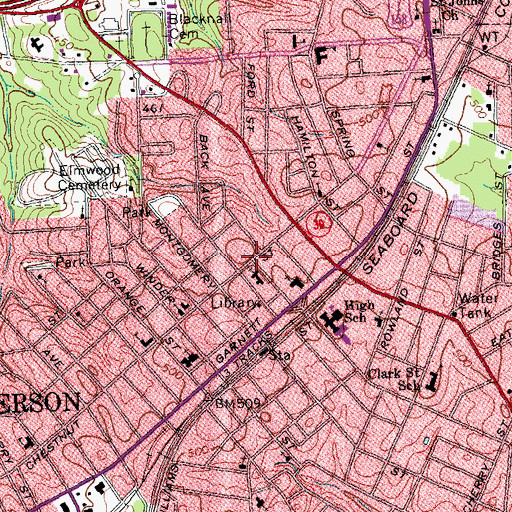 Topographic Map of Vance County Court House Building, NC