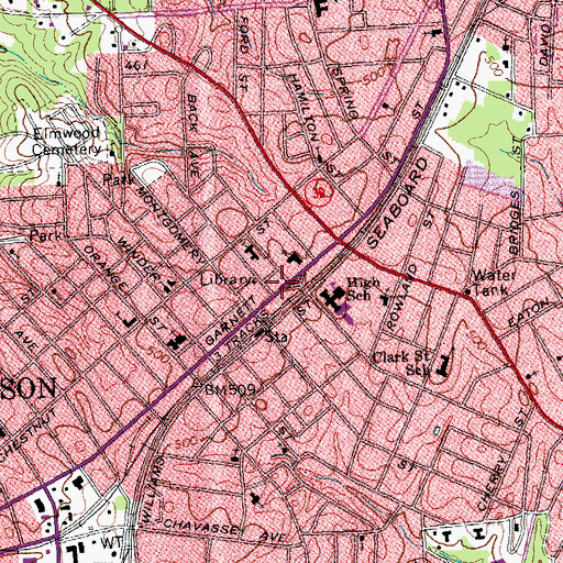 Topographic Map of Henderson Fire Department Station 2, NC