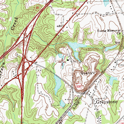 Topographic Map of Greystone Quarry, NC
