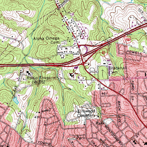 Topographic Map of Vance County Tourism Office, NC