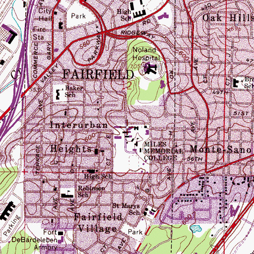 Topographic Map of Alabama Hall, AL