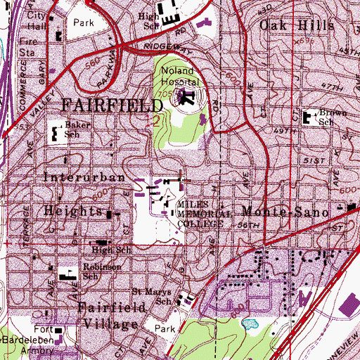 Topographic Map of Bell Building, AL
