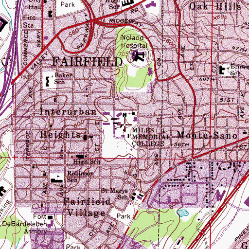 Topographic Map of Brown Hall, AL