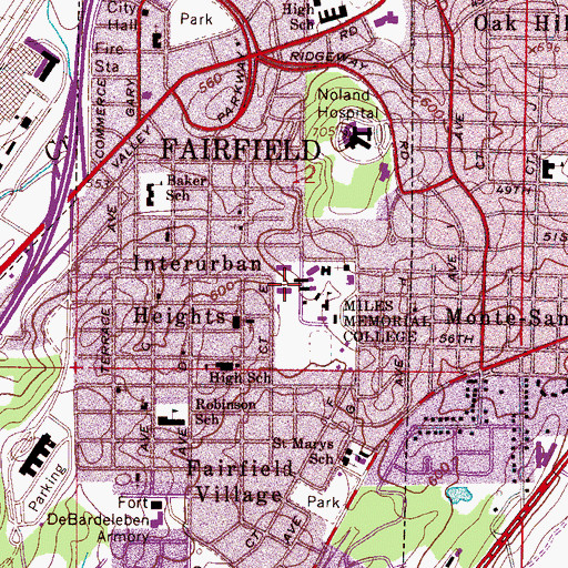Topographic Map of Pitts Hall, AL