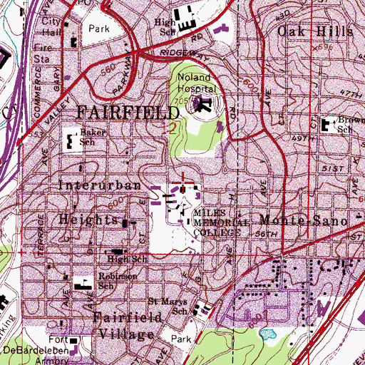 Topographic Map of Ramsay Hall, AL