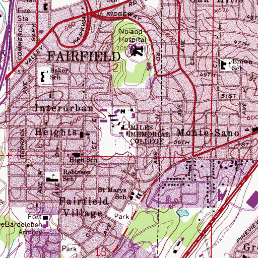 Topographic Map of Williams Hall, AL