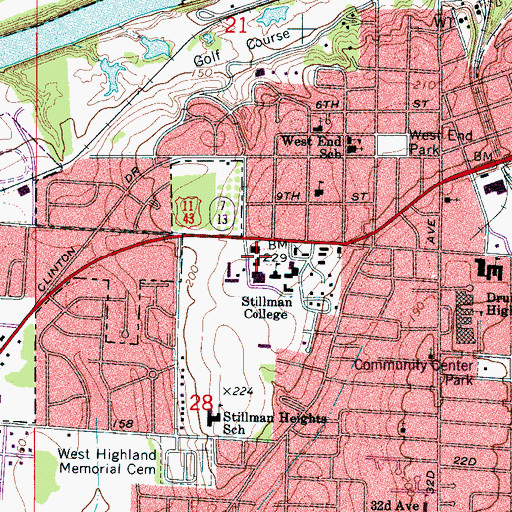 Topographic Map of Batchelor Hall, AL