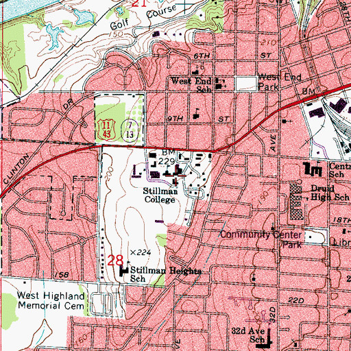 Topographic Map of Geneva Hall, AL