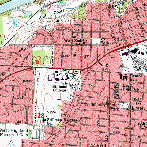 Topographic Map of John Knox Hall, AL