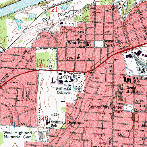 Topographic Map of Snedecor Hall, AL