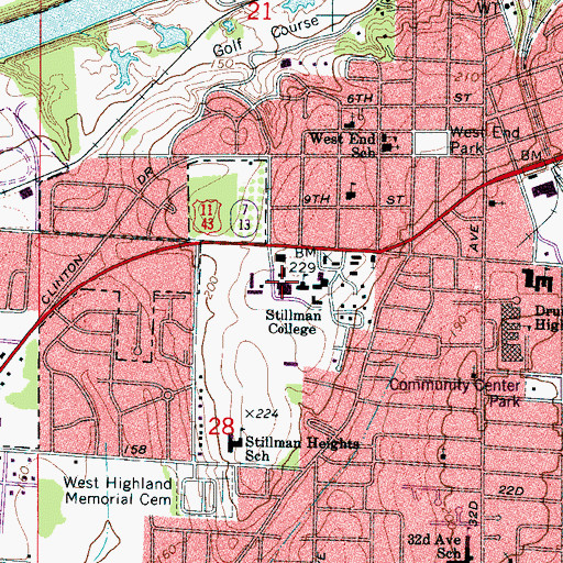 Topographic Map of Stinson Math-Science Building, AL