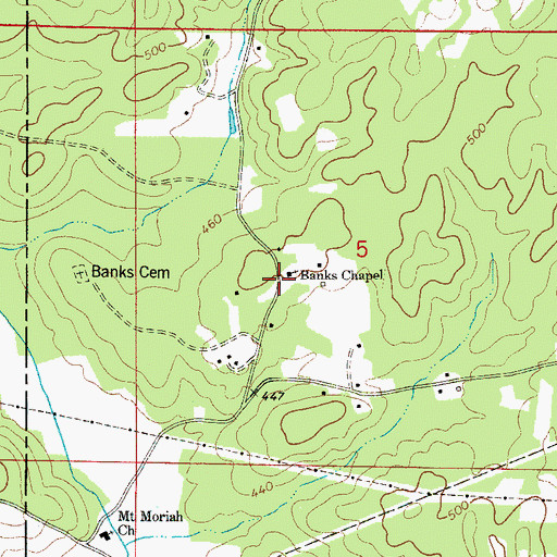 Topographic Map of Banks, AL