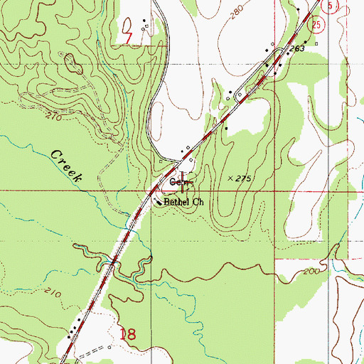 Topographic Map of Bethel Cemetery, AL