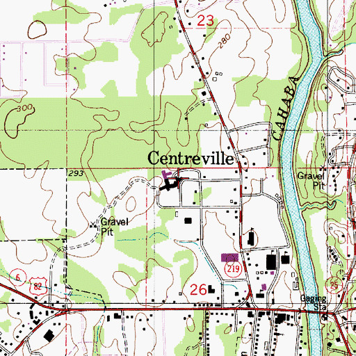 Topographic Map of Bibb Medical Center, AL
