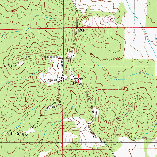 Topographic Map of Duff Settlement, AL