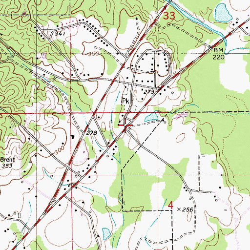 Topographic Map of Jamesville, AL