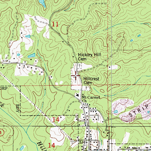 Topographic Map of Mount Carmel Cemetery, AL