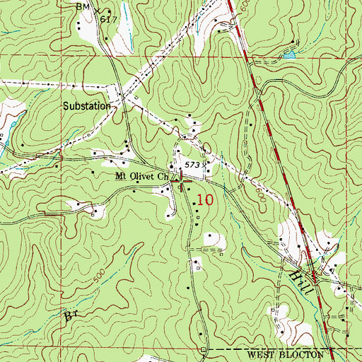 Topographic Map of Shawtown, AL