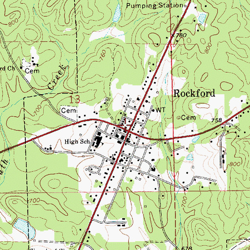 Topographic Map of Old Coosa County Jail, AL