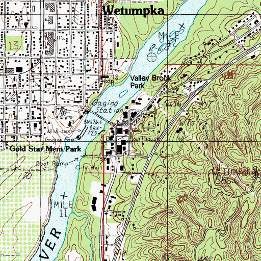 Topographic Map of East Wetumpka Commercial Historic District, AL