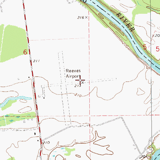 Topographic Map of Reeves Airport (historical), AL