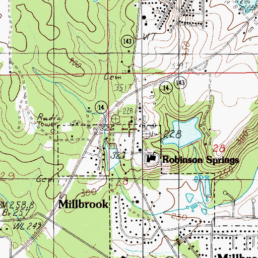 Topographic Map of Robinson Springs United Methodist Church, AL