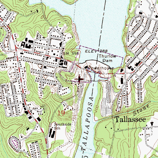Topographic Map of Tallassee Mills, AL