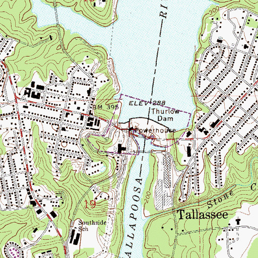 Topographic Map of Thurlow Hydroelectric Generating Plant, AL