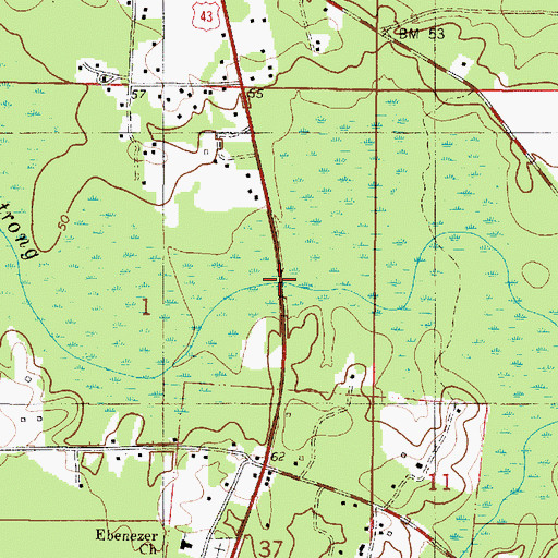Topographic Map of Ben Rodgers Lee Memorial Bridge, AL