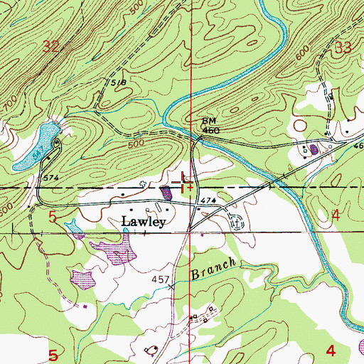 Topographic Map of Lawleys Chapel United Methodist Church, AL