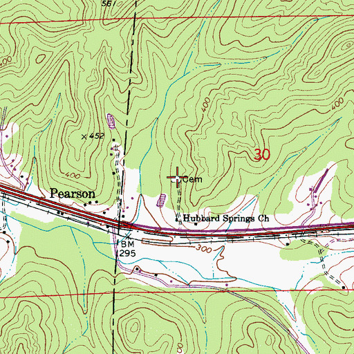 Topographic Map of Hubbard Springs Cemetery, AL