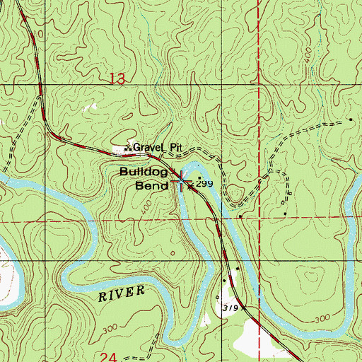 Topographic Map of Island Ford, AL