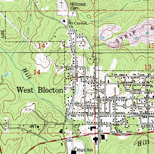 Topographic Map of McGrawtown, AL