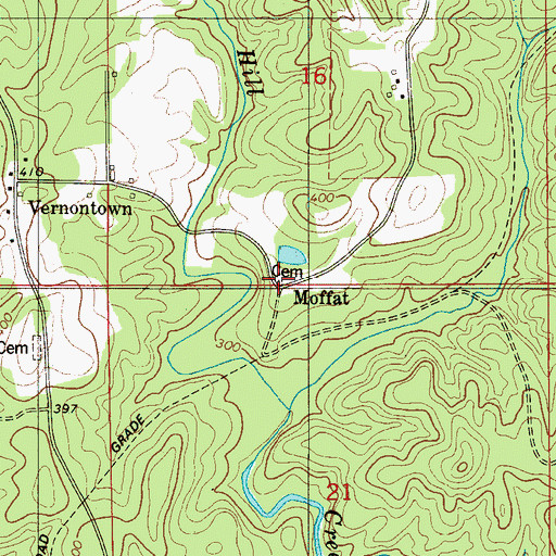 Topographic Map of Moffat Cemetery, AL