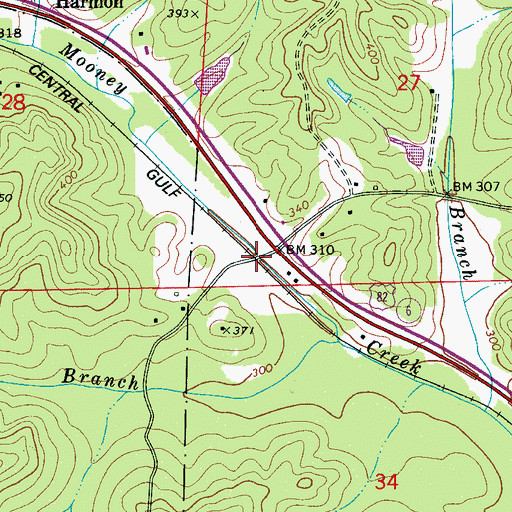 Topographic Map of Murphys Crossing (historical), AL