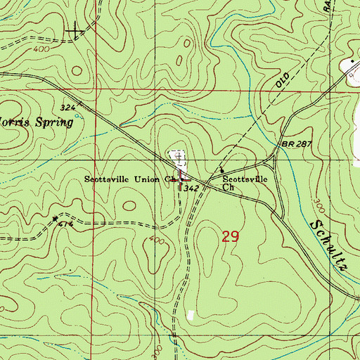 Topographic Map of Siloam Baptist Church (historical), AL