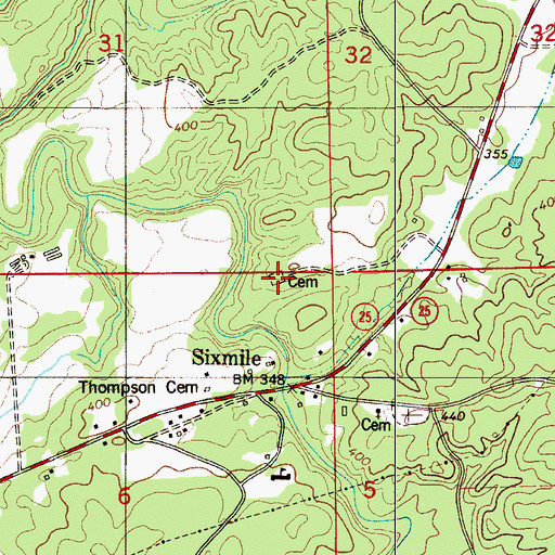 Topographic Map of Six Mile Presbyterian Cemetery, AL