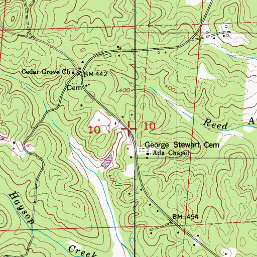 Topographic Map of Stewart Settlement, AL